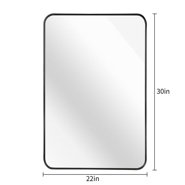 English Elm 22x30 Black Metal Framed Rectangular Bathroom Mirror - 4mm HD Glass, Shatterproof, Rustproof Frame W2203P302131
