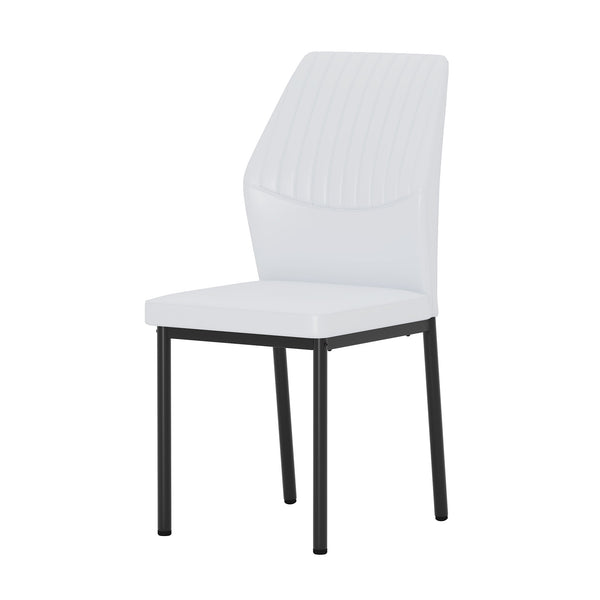 English Elm Luxury Modern Dining Chair Set Of 6 - White Pu With Black Metal Legs, Ergonomic Comfort & Style W1151P282703