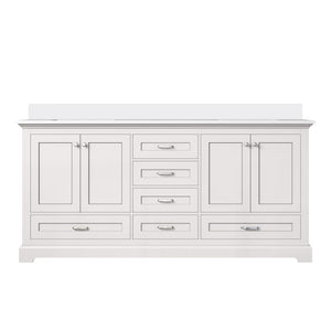 English Elm White 72" Double Bath Vanity with Cultured Marble Top, Solid Wood Frame, Soft-Close Drawers, Storage B2731P258392