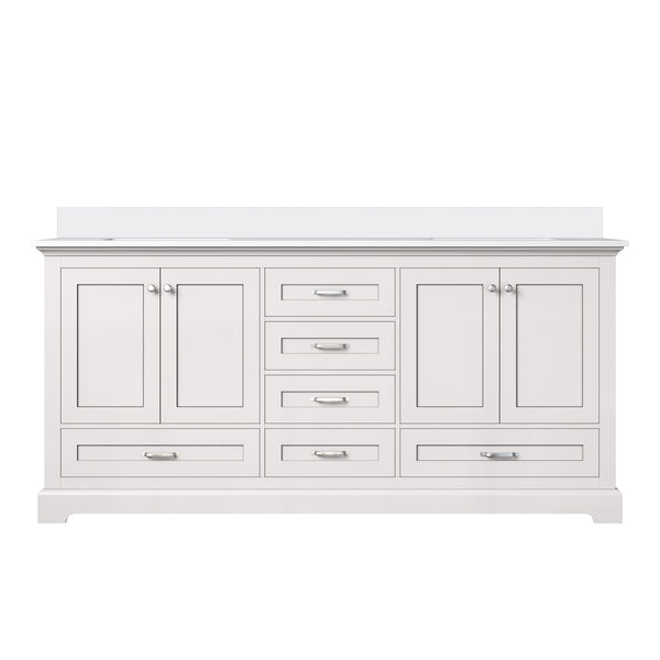 English Elm White 72" Double Bath Vanity with Cultured Marble Top, Solid Wood Frame, Soft-Close Drawers, Storage B2731P258392