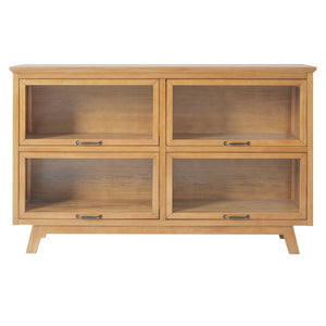 English Elm Modern Four Door Glass Front Display Cabinet Solid Wood Mid-century Living Room N758P412506N