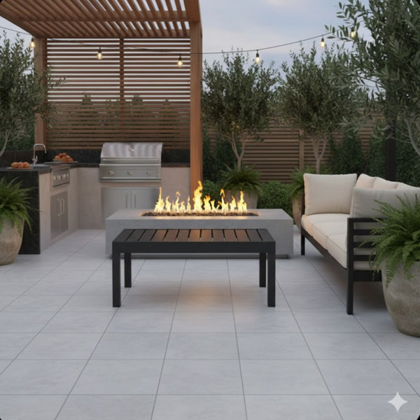 English Elm 45" Outdoor Aluminum Slatted Patio Coffee Table Matte Black Powder Coat Rust Proof B082P454985