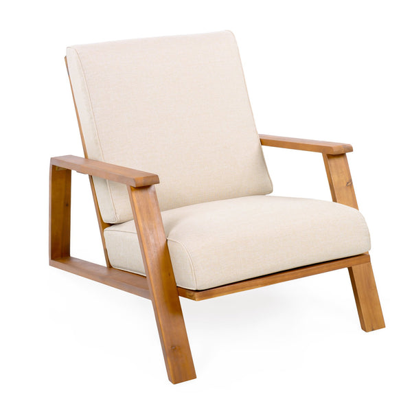 English Elm Christopher Knight Home® - Patio Lounge Chair - Weather-Resistant Beige Cushion & Teak Acacia Wood Frame For Outdoor Elegance N779P291591T