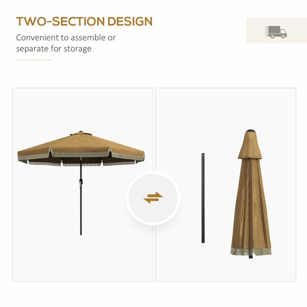 English Elm Outsunny 9Ft Ruffled Patio Umbrella With Crank & Tilt, Stylish Sunshade For Gardens, Decks & Pools W2225P200641-GIGA