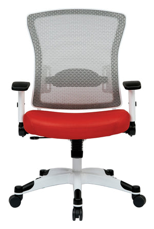 OSP Home Furnishings White Mesh Ergonomic Manager Office Chair with Lumbar Support and Synchro Tilt Control Red 317W-W1C1F2W-9