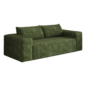 English Elm 78.8" Corduroy Three Seat Sofa Deep Cushioned Low Profile Couch for Modern Living Rooms Green W2824P409858