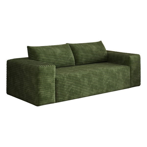 English Elm 78.8" Corduroy Three Seat Sofa Deep Cushioned Low Profile Couch for Modern Living Rooms Green W2824P409858
