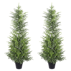 English Elm 4' Artificial Pine Tree Set of 2 Real Touch Lifelike Needles Indoor Outdoor Decor W3912P437636