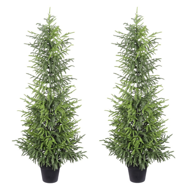 English Elm 4' Artificial Pine Tree Set of 2 Real Touch Lifelike Needles Indoor Outdoor Decor W3912P437636