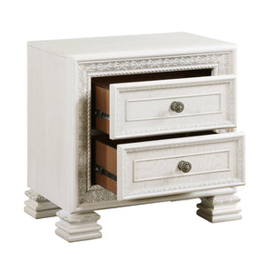 English Elm Classic Theodora Pearl White Nightstand with Egg-and-Dart Molding, 2 Drawers, Acanthus Accents, 28" x19" x27.5" B011P242371