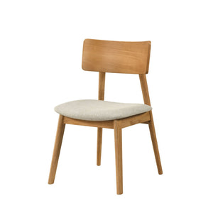 English Elm Dining Side Chairs Set of Two Beige Upholstered Padded Seat Solid Wood Frame B011P469525