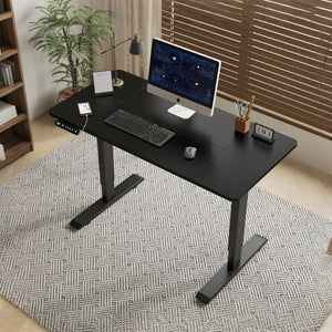 English Elm 55"×24" Electric Sit Stand Desk Steel Frame with Memory Presets and Usb-c Charging Port Black W614P376322
