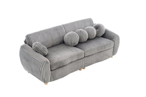 English Elm Modern Corduroy Sofa Couch - 84" Stylish Grey Sectional Love Seat For Apartment & Home Office Comfort W2363S00077