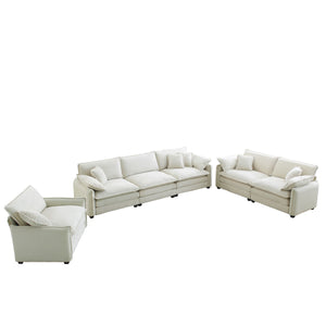 English Elm 3 Piece Oversized Sectional Sofa Set - Plush Beige Corduroy, Deep Seats, Modular Design For Any Space W714S00680