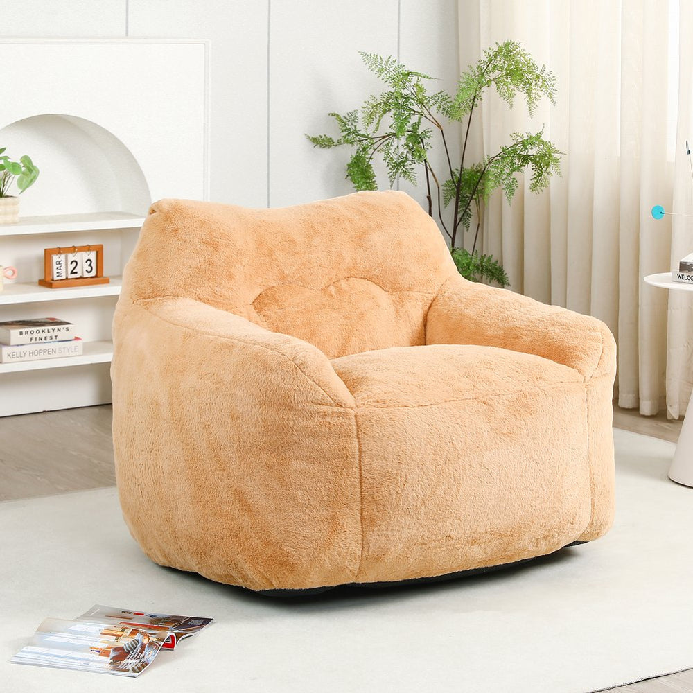 English Elm Bean Bag Chair - Luxe Faux Fur Sofa With Armrests, High-Density Foam For Comfy Relaxation Anywhere! W2200P313803