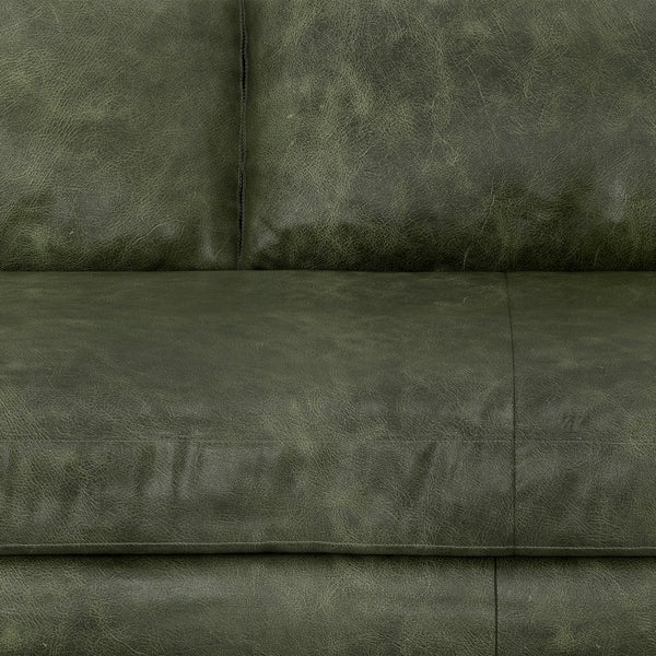 English Elm Morrison 72-Inch Sofa: Handcrafted Moss Green Leather Loveseat For Cozy Mid-Century Living Spaces B136P364279