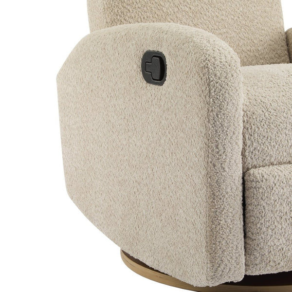English Elm 360 Swivel Glider Recliner with Solid Wood Base Contemporary Upholstered Lounge Chair Almond N771P363407V