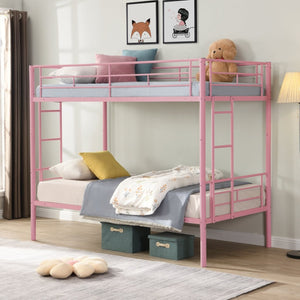 English Elm Metal Bunk Bed Twin Over with Built-in Staircase for Kids Shared Bedroom W311P201415