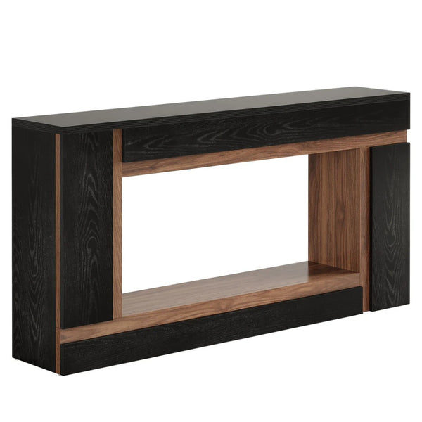 English Elm Sleek Wood Grain Console Table Geometric Base Slim Entryway Sofa Foyer Accent T3971P464268