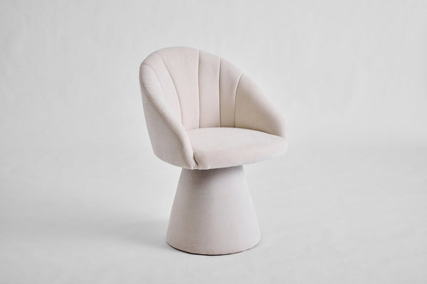 English Elm 068-chenille Swivel Accent Armchair Sculptural Curved Back Upholstered Living Room Seat Beige W527P438692