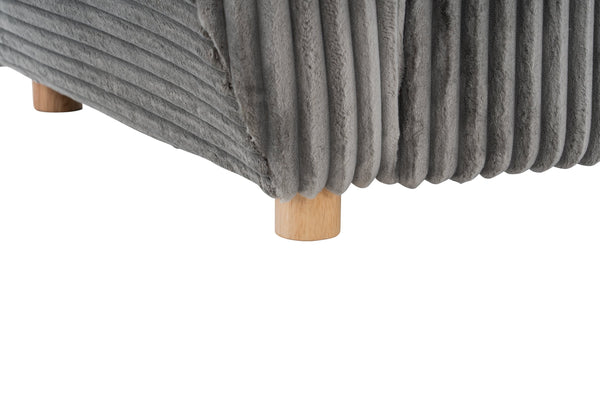 English Elm Modern Corduroy Sofa Couch - 84" Stylish Grey Sectional Love Seat For Apartment & Home Office Comfort W2363S00077