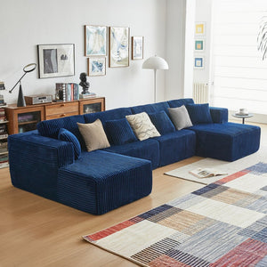 English Elm Corduroy Cloud Modular Sectional with Deep Foam Seats and Flannel Upholstery for Living Rooms W1765S00127