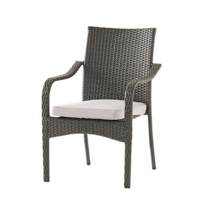 English Elm 5 Piece Outdoor Acacia Wood Dining Set with Wicker Chairs and Weather Resistant Cushions N773OD00149G