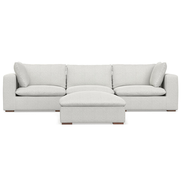English Elm Jasmine 3 Seater Sofa Set With Ottoman - Modern Cloud Grey Fabric, Easy-Care, Stylish Comfort B136P199268