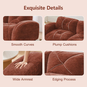 English Elm L-shaped Modular Velvet Sectional Tufted Cloud Sofa with Ottoman for Living Room Red+Brown W714S01610