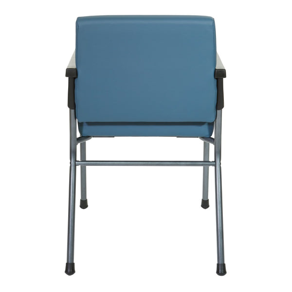 OSP Home Furnishings Big Tall Bariatric Patient Chair with Pu Padded Arms and Titanium Frame for Medical Waiting Blue BC9601HT-R105