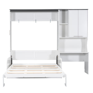 English Elm Multi-Functional Murphy Bed: Stylish Queen System With Sofa, Desk & Storage For Space-Saving Living N7090000606K