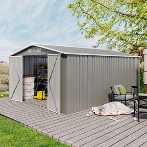 English Elm Campcraft Steel Utility Shed 10x14 Ft with Lockable Doors Vents and Sloped Roof W1598P287578