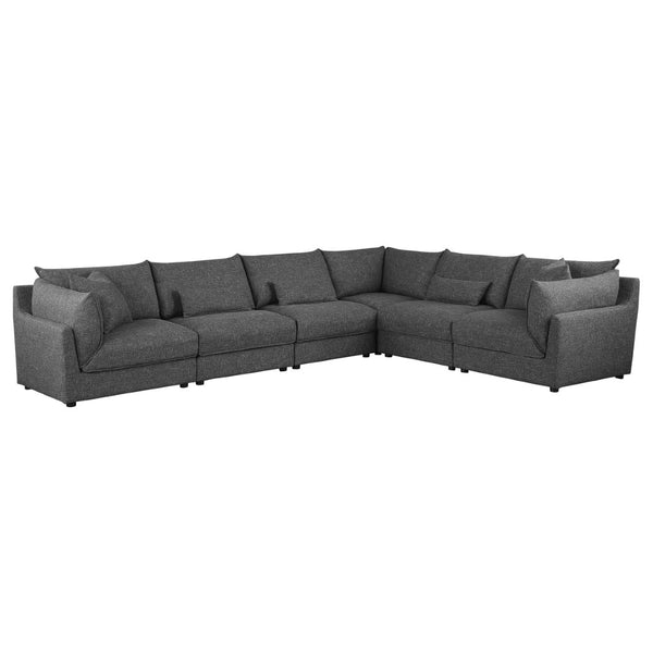 English Elm Tomasina 6-Piece Modular Sectional Sofa - Plush Comfort, Versatile Design & Stylish Barely Black Upholstery B062S01133-GIGA