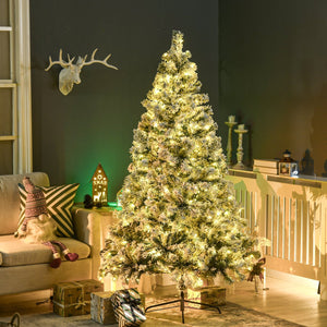English Elm Homcom 6Ft Prelit Artificial Christmas Tree With 607 Snow-Flocked Branches & 350 Led Lights Option W2225P249642
