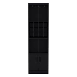 English Elm Bar Cabinet Fulton Black – Engineered Wood Bar Cabinet with Slide Shelf, 12 Bottle Storage & Wine Rack B092P191172