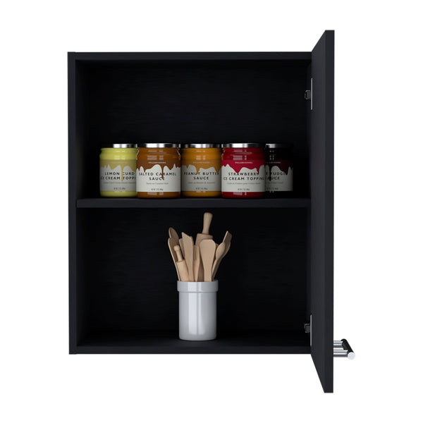 English Elm Wall Cabinet Dennard Black Engineered Wood, Wall-Mounted Kitchen Storage with 2 Shelves, Sleek Handle, Compact Durable Design B092P238703
