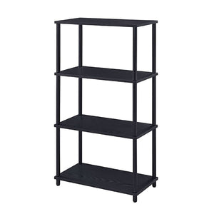English Elm Black 4-Shelf Bookshelf 44.5"H x 24.5"W x 12.5"D — Durable 15mm Panels, Powder-Coated Black Finish for Stylish Storage and Display B062P191048