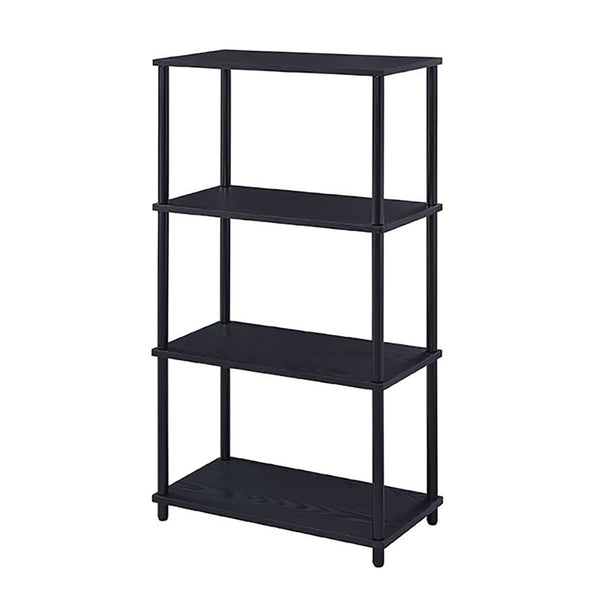 English Elm Black 4-Shelf Bookshelf 44.5"H x 24.5"W x 12.5"D — Durable 15mm Panels, Powder-Coated Black Finish for Stylish Storage and Display B062P191048