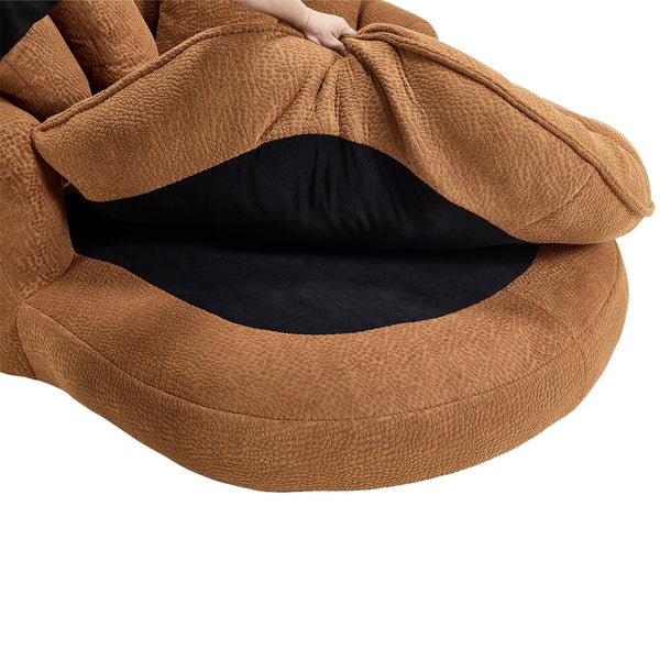 English Elm Oversized Memory Foam Chenille Bean Bag Sofa with Wrap-Around Backrest and Lumbar Support for Adults Orange W395P359410