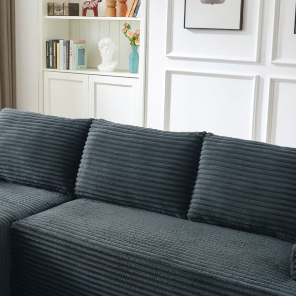 English Elm L-shaped Modular Cloud Sectional Deep Seat Corduroy Sofa for Living Room Lounge W2339P424644