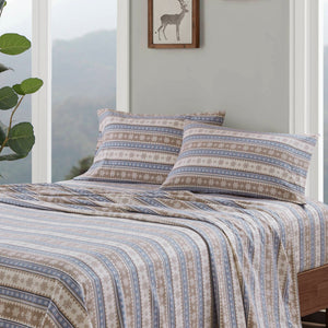 English Elm 3 Pcs Twin Sheet Set - Cozy Blue Snowflake Design, 100% Cotton Flannel For Warmth & Comfort B035P319779