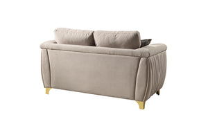 English Elm Leena Plush Upholstered Loveseat with Gold Accents, Solid Wood Frame, Beige Comfort for Small Spaces B009P264618