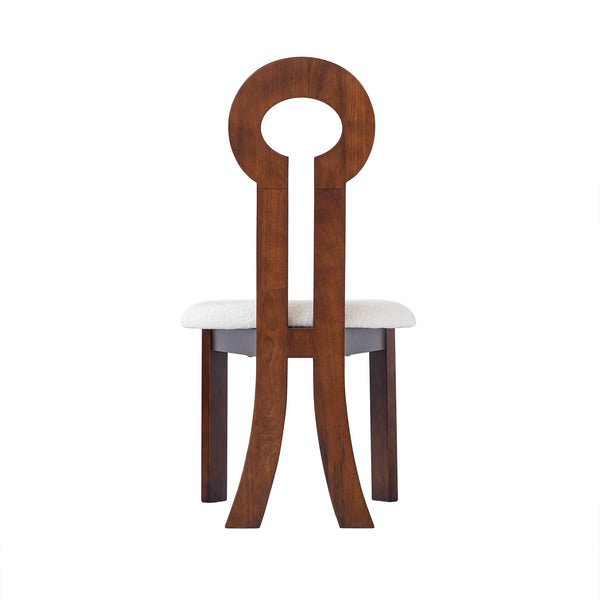 English Elm Vintage Rubber Solid Wood Dining Chair Set of 2 — Plush Berber Fleece Upholstery, Water & Stain Resistant, 280 lb Capacity Natural,White W1535P281510