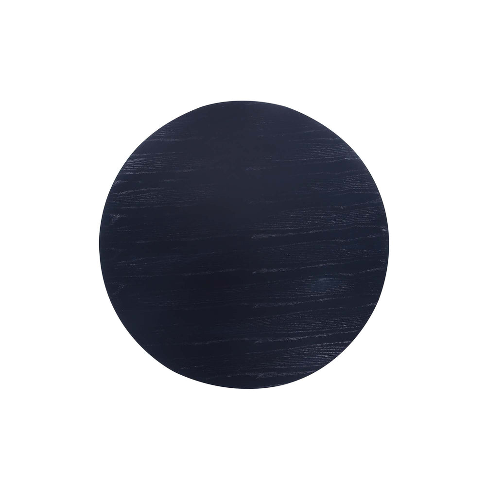 English Elm Hathaway 47" Round Dining Table in Black — Solid Ash Wood, Ribbed Base Design, Seats 4, Natural Grain Finish B365S00094