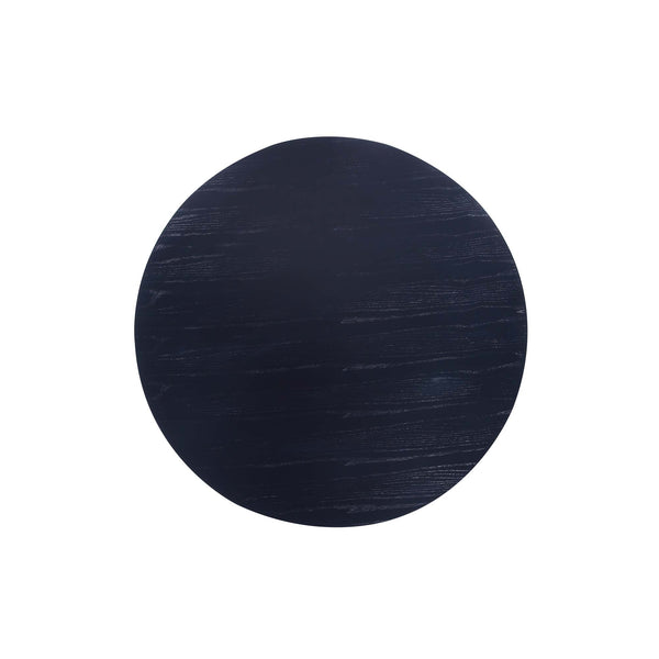 English Elm Hathaway 47" Round Dining Table in Black — Solid Ash Wood, Ribbed Base Design, Seats 4, Natural Grain Finish B365S00094