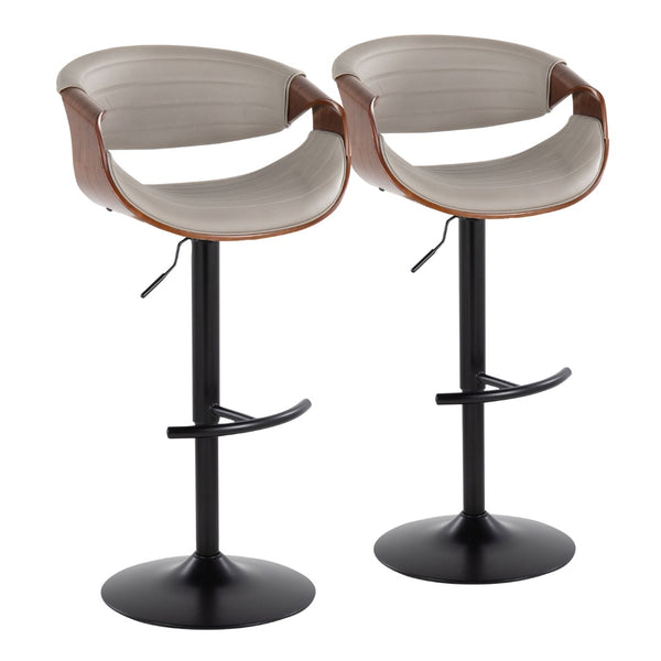 English Elm Symphony Mid-Century Modern Adjustable Barstool Set Of 2 - Stylish Swivel Design In Black & Walnut B202S01019-GIGA