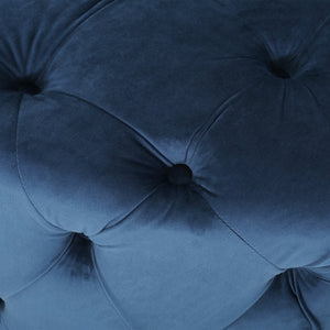 English Elm Ottoman Oversized Velvet Square Tufted Cocktail Piece for Glam Living Room Decor Blue 69074.00BLU