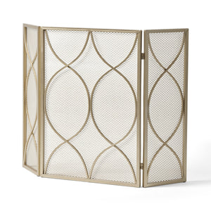 English Elm Christopher Knight Home® - FIRE Gold Iron Fireplace Screen 32.5x24.75 Inch Decorative Heat-Resistant Protective Cover, Elegant 65182.00GLD