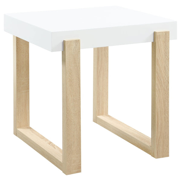 English Elm Fletcher Gloss White Lacquer Coffee and End Table Set for Modern Living Rooms B062S01625