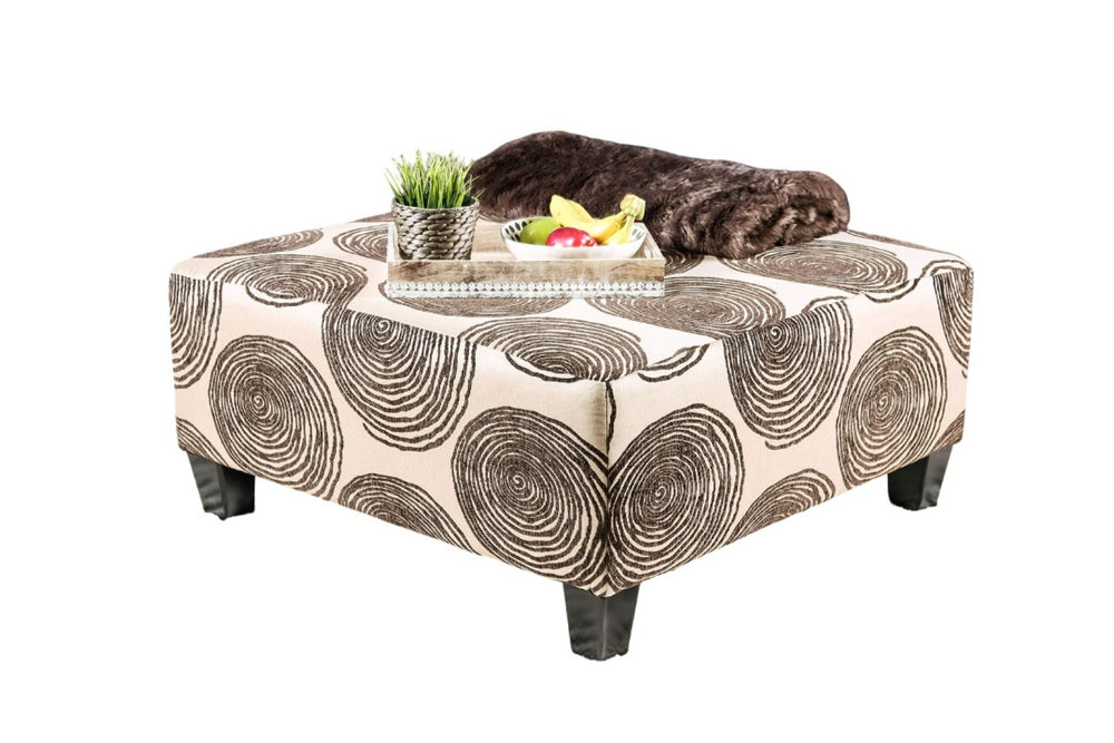 English Elm Transitional Oversized Brown Patterned Square Ottoman – Versatile Coffee Table & Extra Seating Solution B2741P356309-GIGA